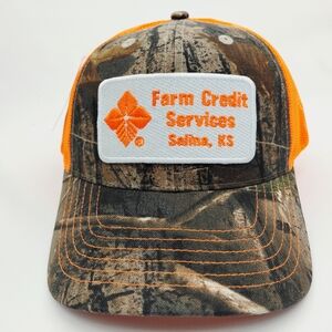 Farm Credit Services Camo and Neon Orange Hat